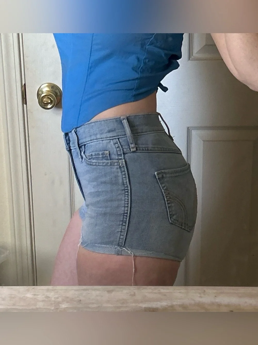 Hollister Light Blue Denim Short Shorts
